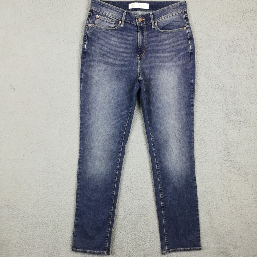 Signature Levi Strauss Womens Jeans Mid Rise Straight Leg Blue Denim 12